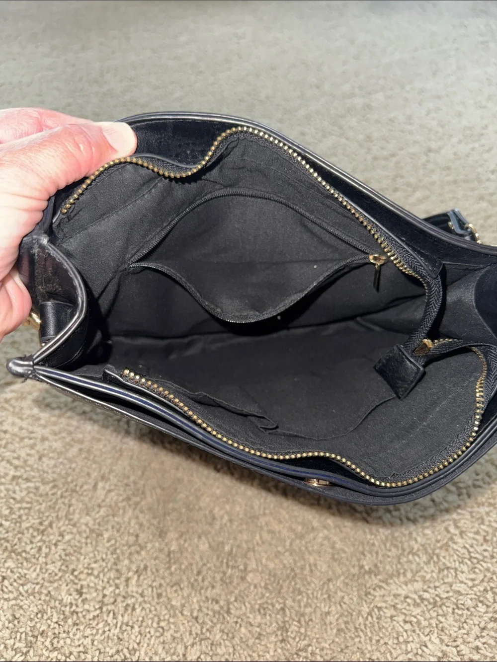 Black Leather Hobo Shoulder Bag